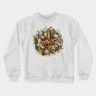 Italy detailed lettering cartoon illustration Crewneck Sweatshirt